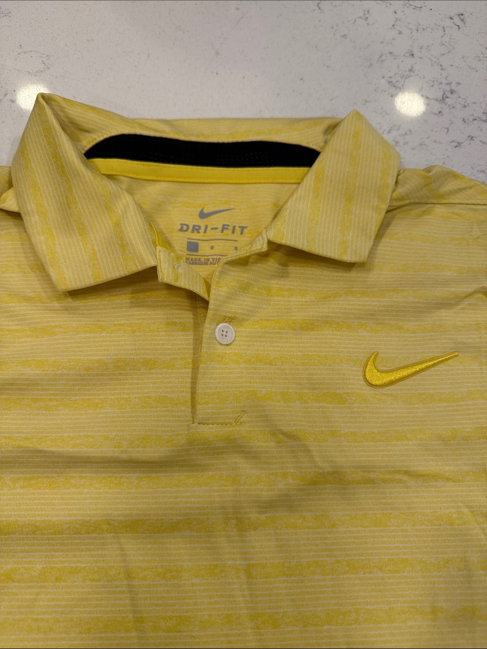 Nike Yellow Striped Dri-FIT Polo
